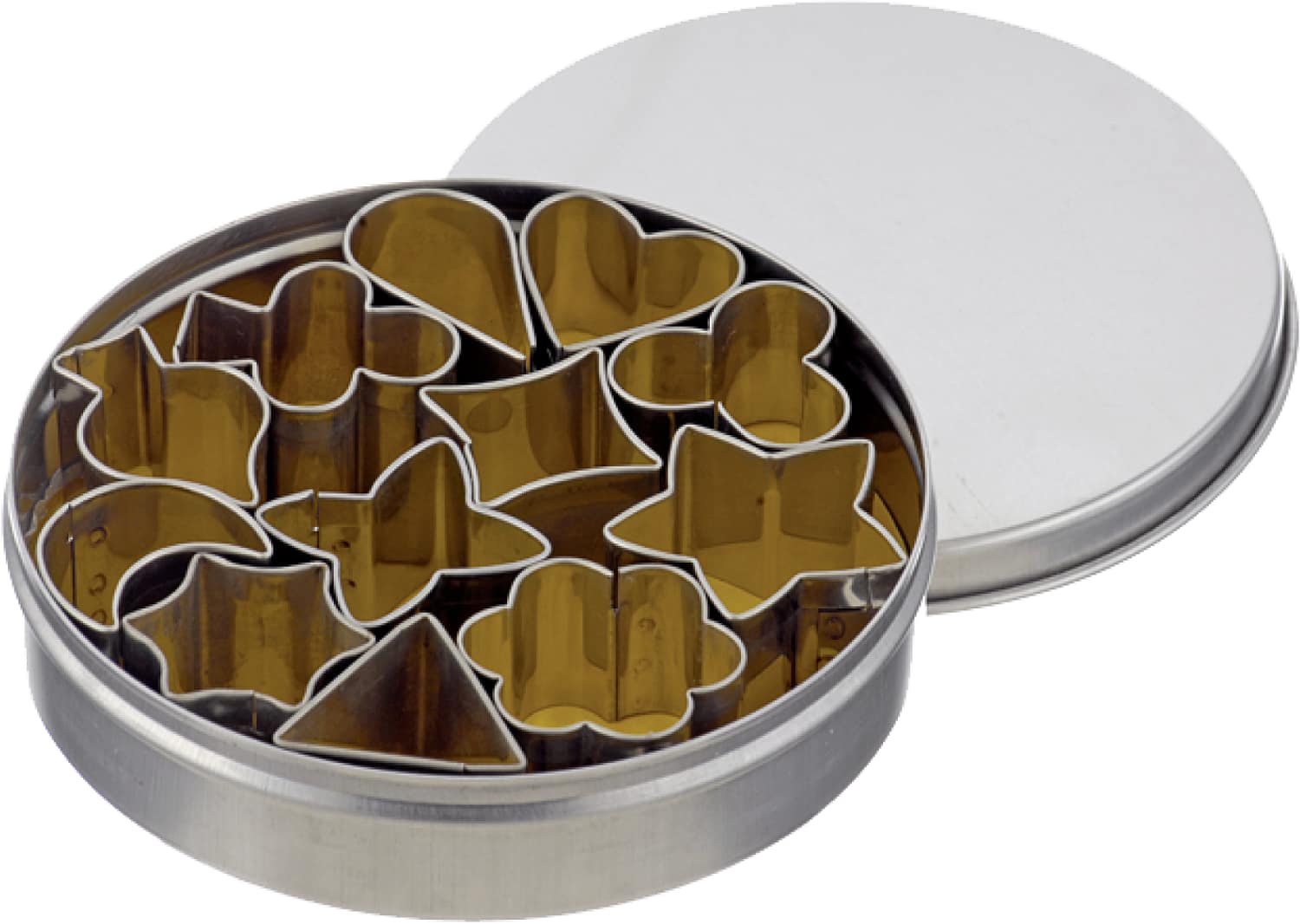 Set of pastry cutters round, plain 12 pieces stainless steel - 199512