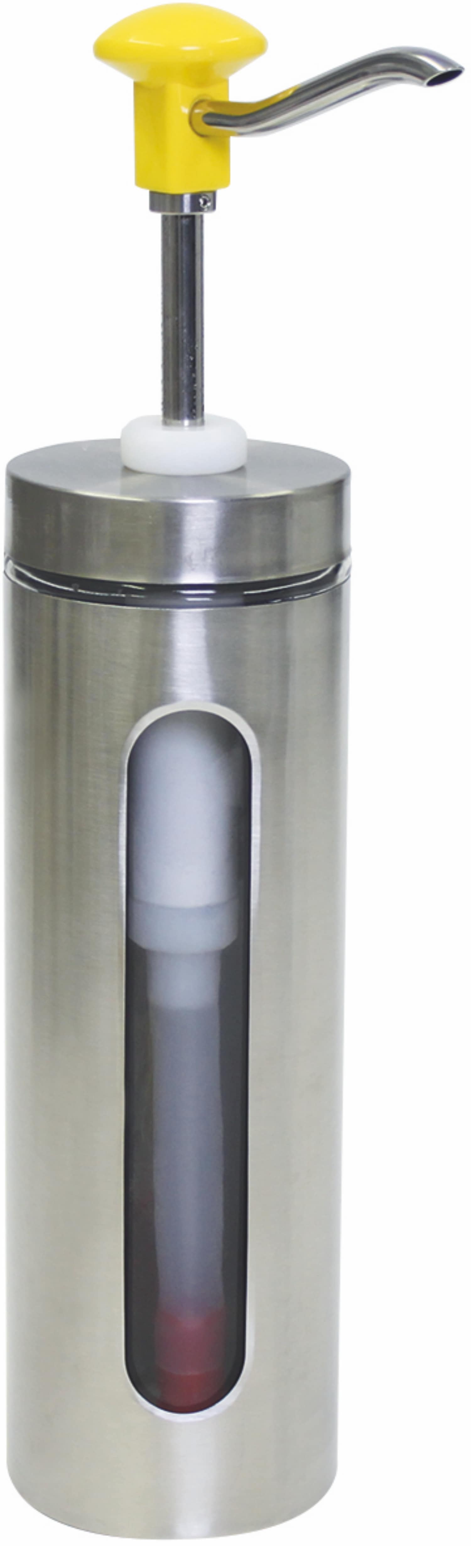 Push button dispenser with glass window