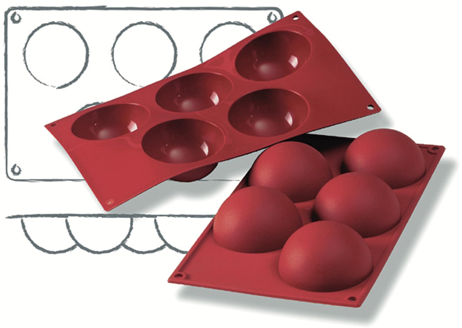 Silicone baking moulds Half-spheres 300 x 175 mm - 115220