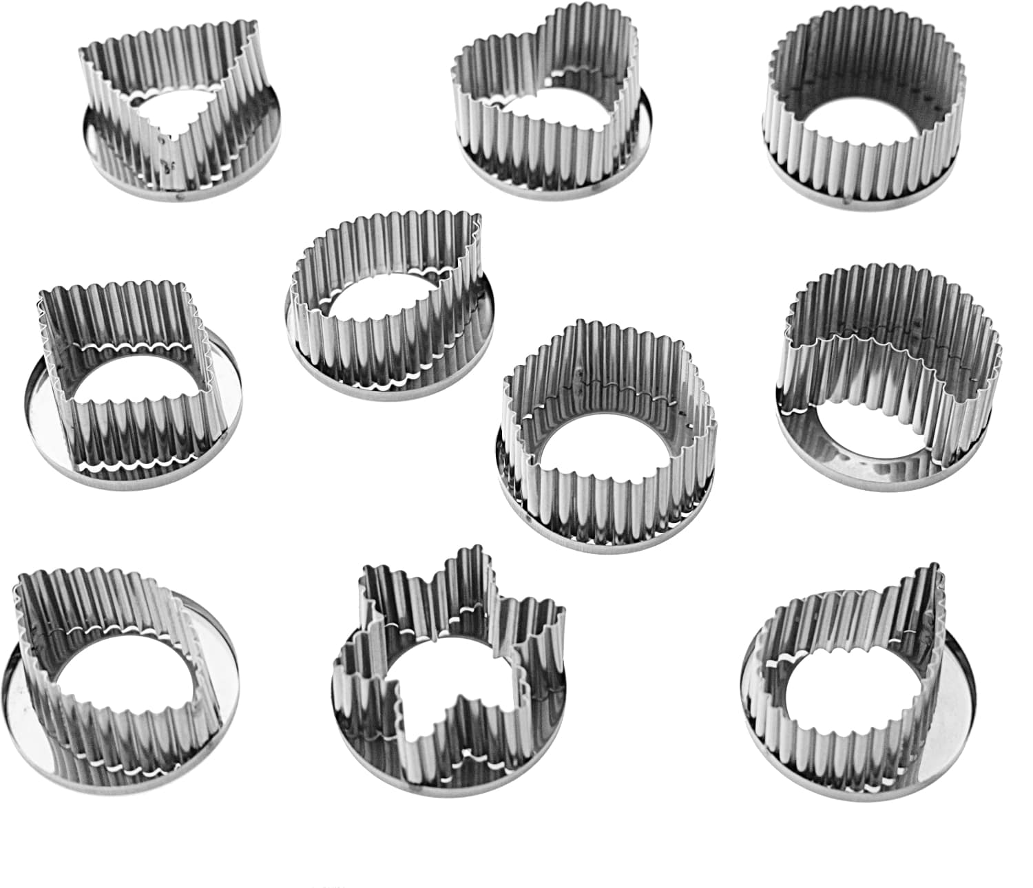 Set of pastry cutters round, plain 12 pieces stainless steel - 199512