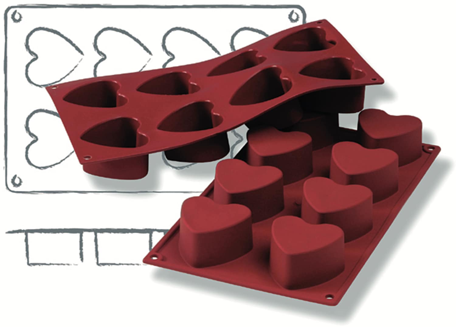 Silicone baking moulds "Heart" 300 x 175 mm 115039