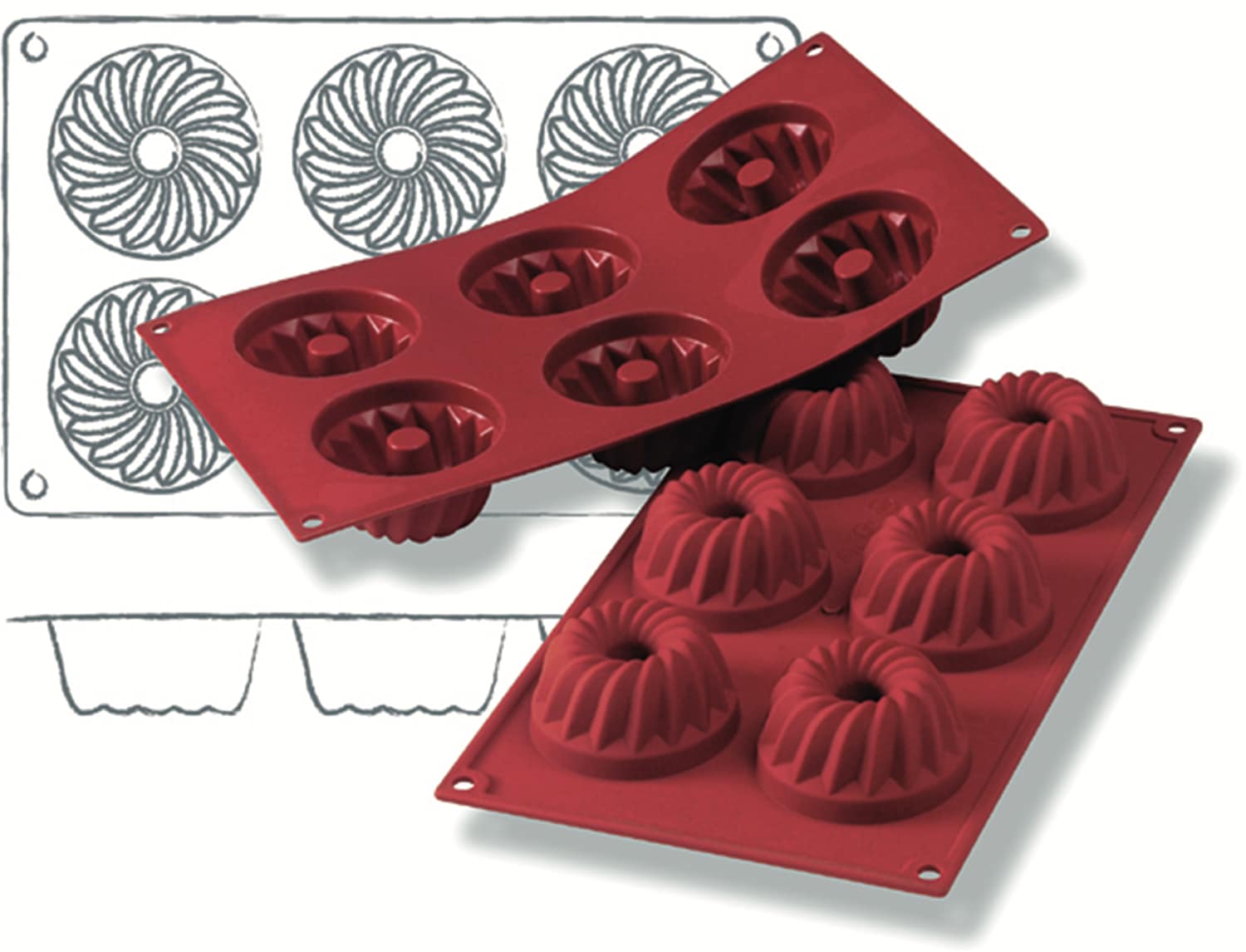 Silicone baking mould Hollow 300 x 175 mm - 115213